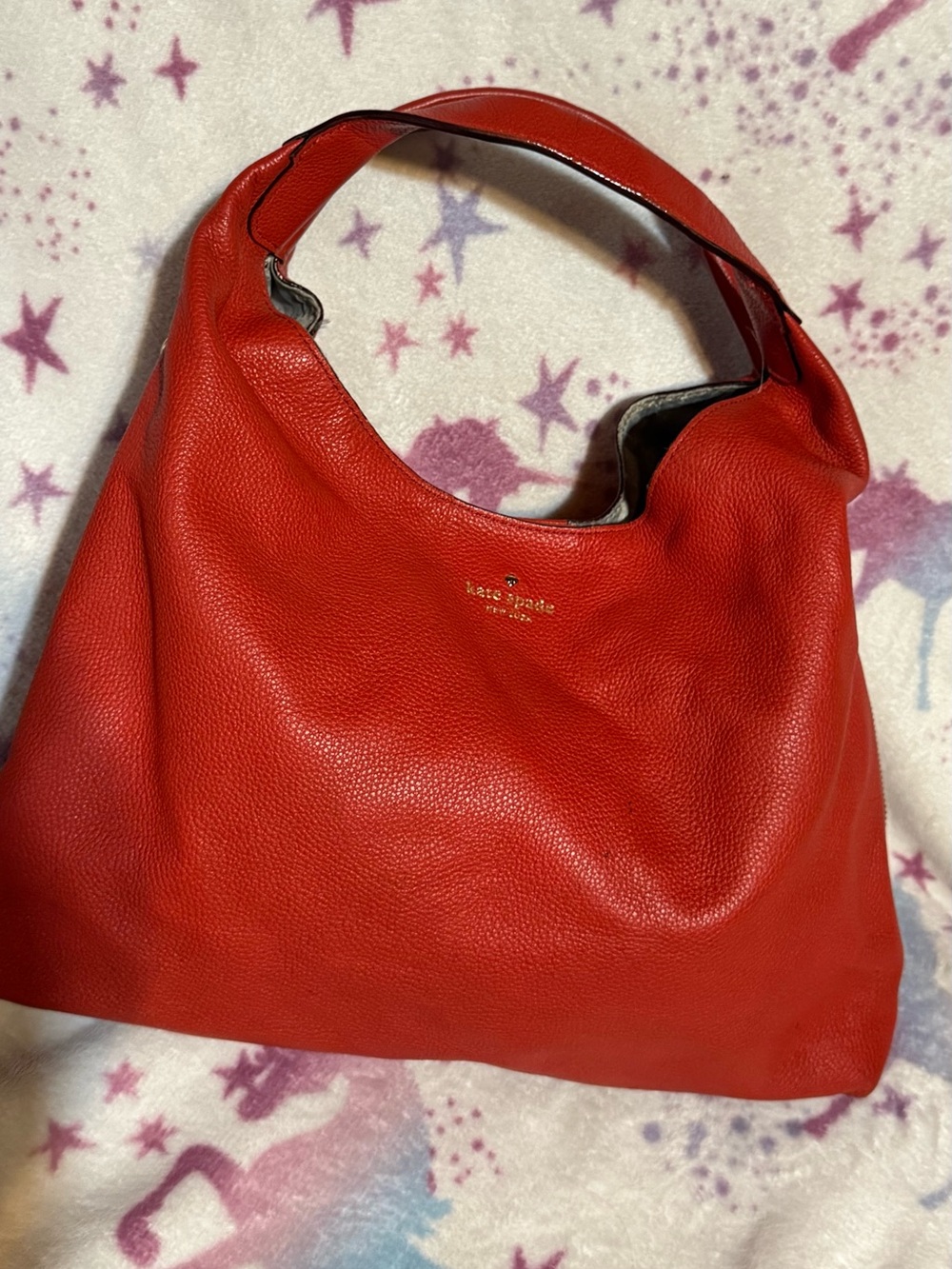 Kate Spade Red Pebbled Leather Shoulder Hobo